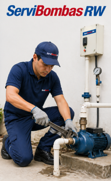 Técnico trabajando en bomba de agua